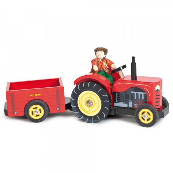 Roter Holz Traktor Spielzeugauto Le Toy Van Budkins