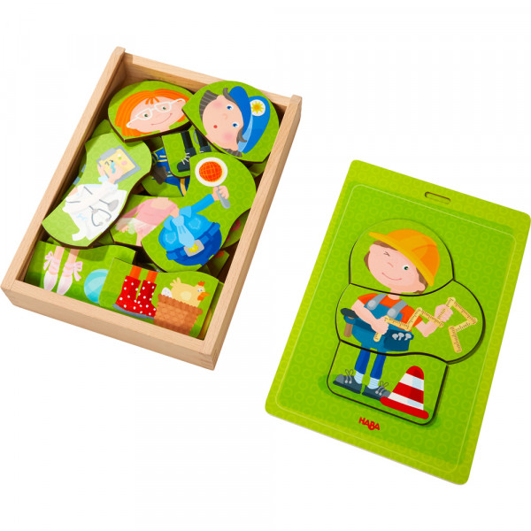 Bunter Berufe-Mix Holzpuzzle Haba Box